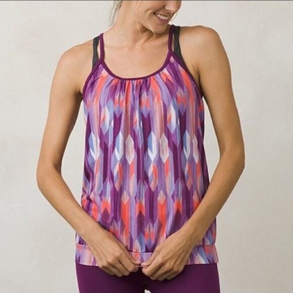 prAna Women's Andie Tank Top Size Medium Racerback Dance Studio Purple Workout - Picture 1 of 7